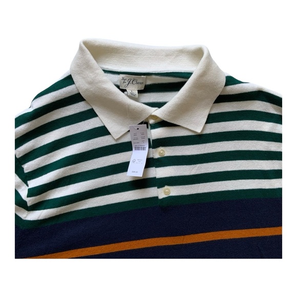 NWT J.Crew Heritage cotton sweater-polo in mixed stripe Sz L BS409 - Picture 10 of 13